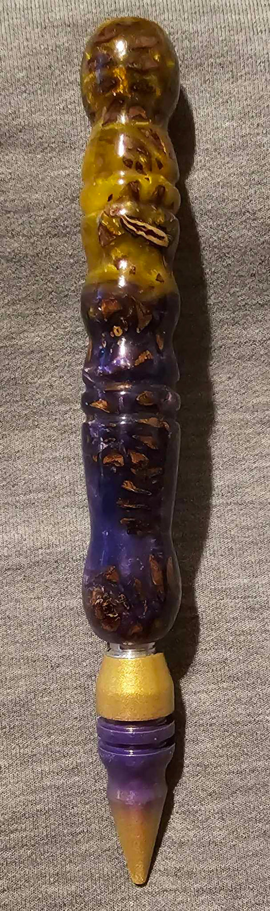 Purple and Gold Redwood Cone 7 inches total inches (Pre-Turned)